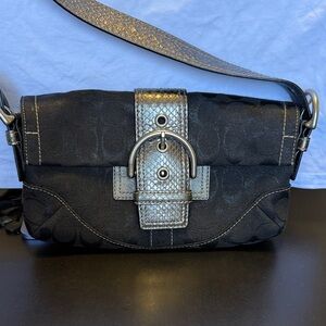 Coach SoHo Signature Metallic Snakeskin Baguette